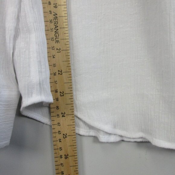 Club Monaco Button Down Blouse Women XS White Sheer Pockets Textured Casual 154 - Picture 6 of 8